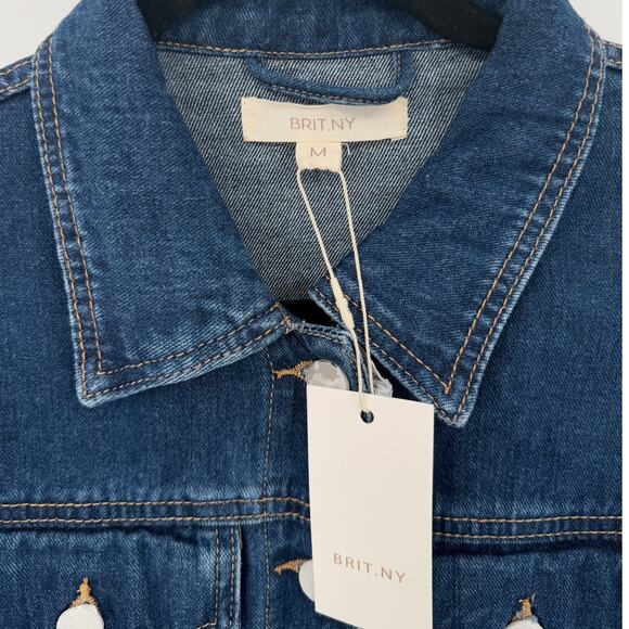 NWT Brit.NY Mixed Media Floral Paisley Denim Jean Jacket Size M - Picture 3 of 9